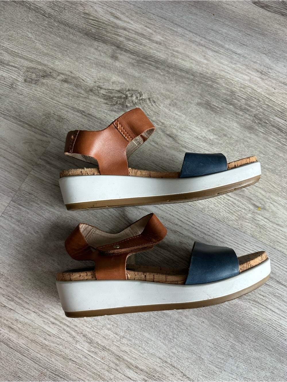 PIKOLINOS Blue and Brown Leather Platform Sandals 37 (6.5) - Picture 2 of 9